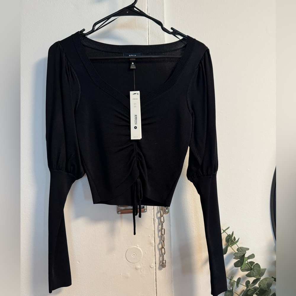 NWT - Aqua Black Ruched Women's Top